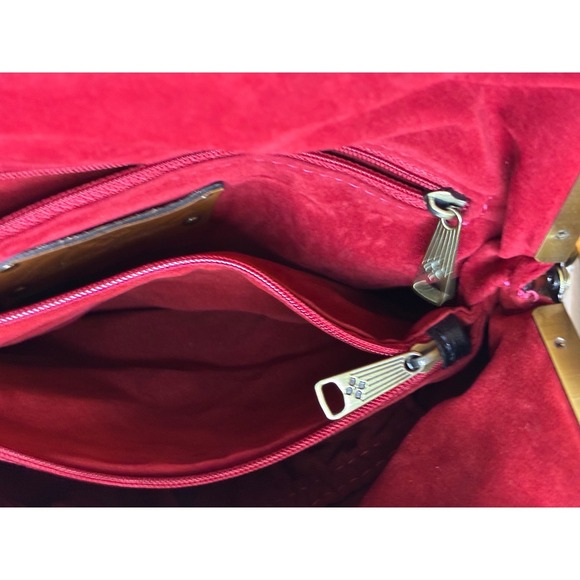 Patricia Nash Tropical Escape Kisslock Satchel Handbag Floral Print Brass Tone - Picture 4 of 10